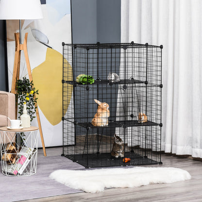 3 Tier Small Animal Cage Black by Pawhut