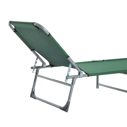 Outsunny Reclining Sun Lounger Chair Folding Camping Bed with 4-Position Adjustable Backrest