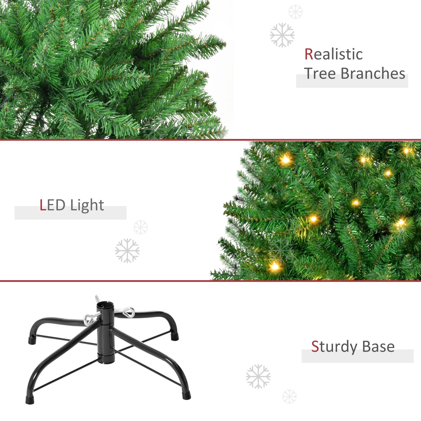 Homcom 5FT Christmas Tree Warm White LED Light Holiday Home Decoration