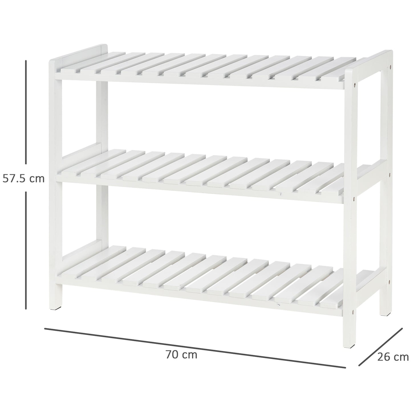 Homcom Medium-density fibreboard 3-Tier Slatted Shoe Rack White