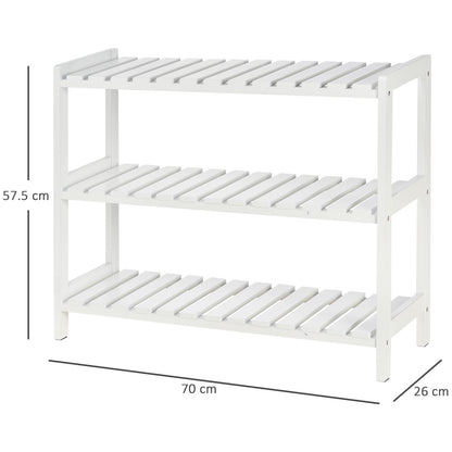 Homcom Medium-density fibreboard 3-Tier Slatted Shoe Rack White