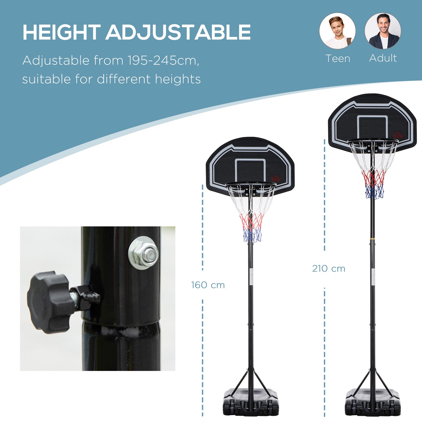 Homcom Adjustable Basketball Hoop and Stand