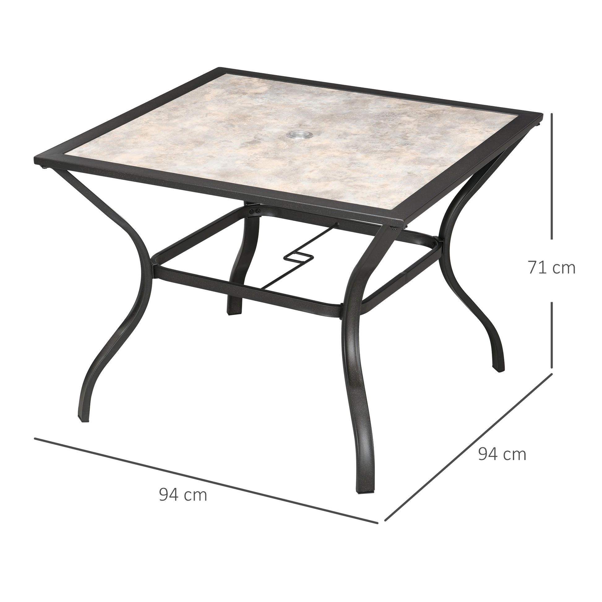 Outsunny 94 * 94 cm Garden Table with Parasol Hole