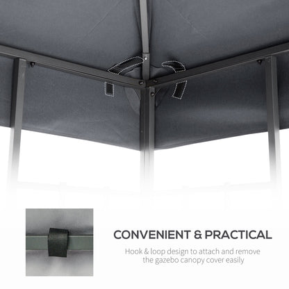 Outsunny 3(m) Gazebo Top Cover Double Tier Canopy Replacement Pavilion Roof Light Grey