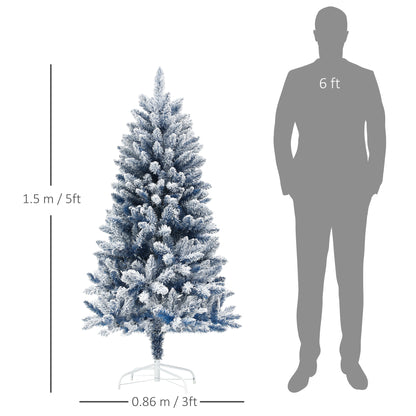 5ft Christmas Tree Artificial - White Frosted Green  450 Tips