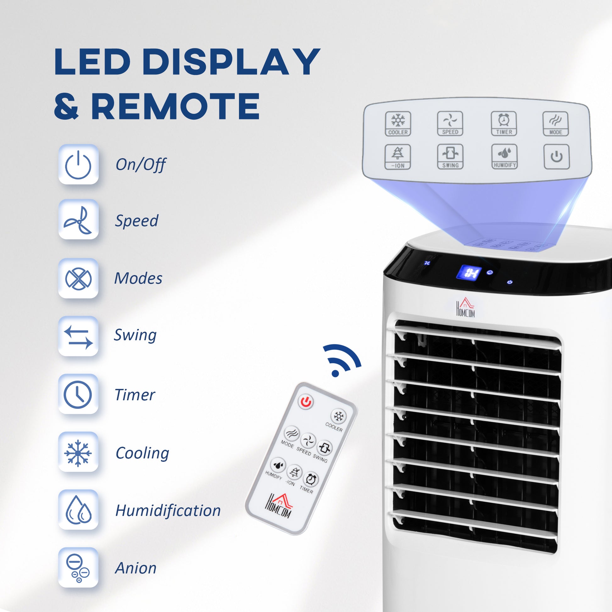 10L Multifunction Three Speed Air Cooler With Remote Control White by Homcom