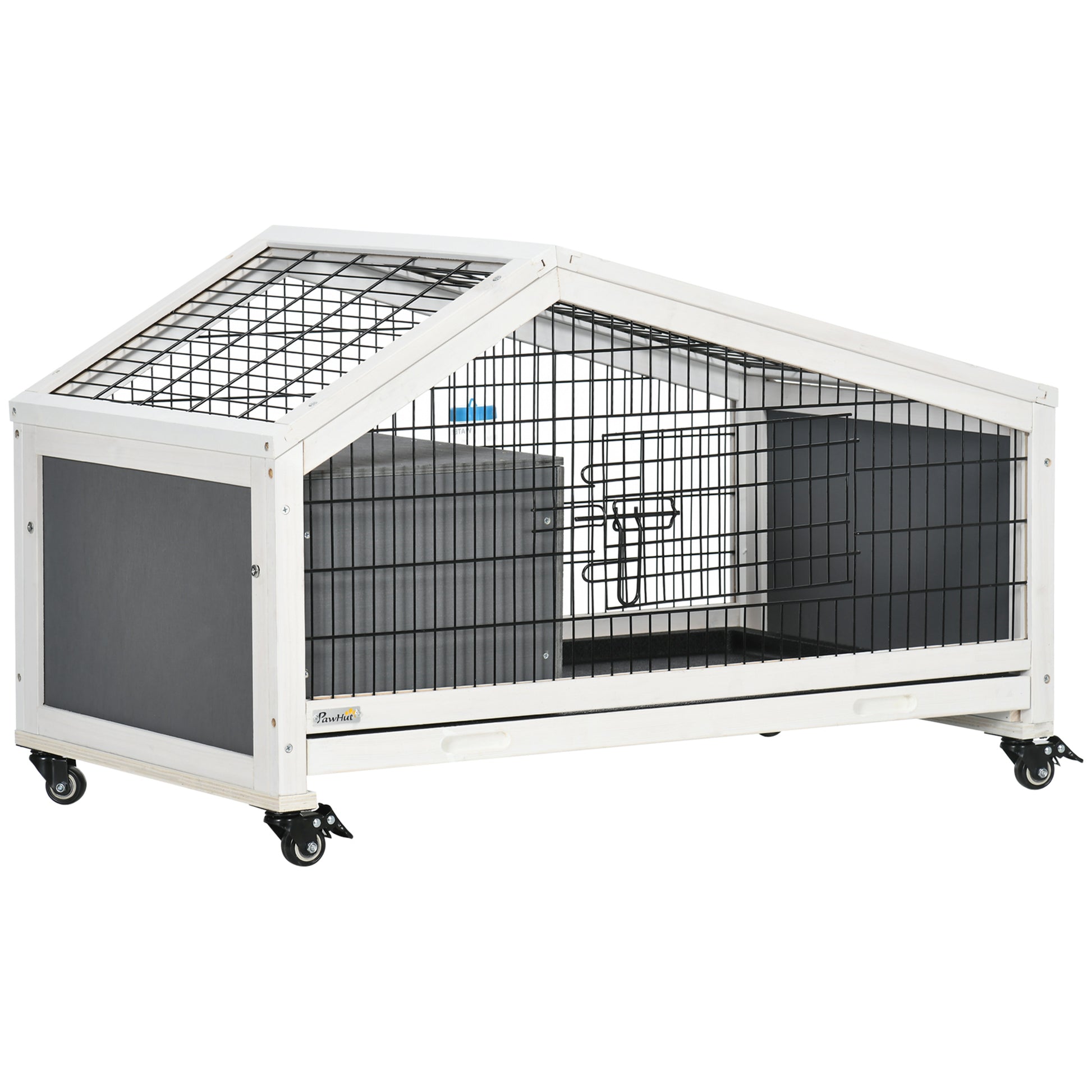 PawHut Rabbit Hutch with Water Bottle