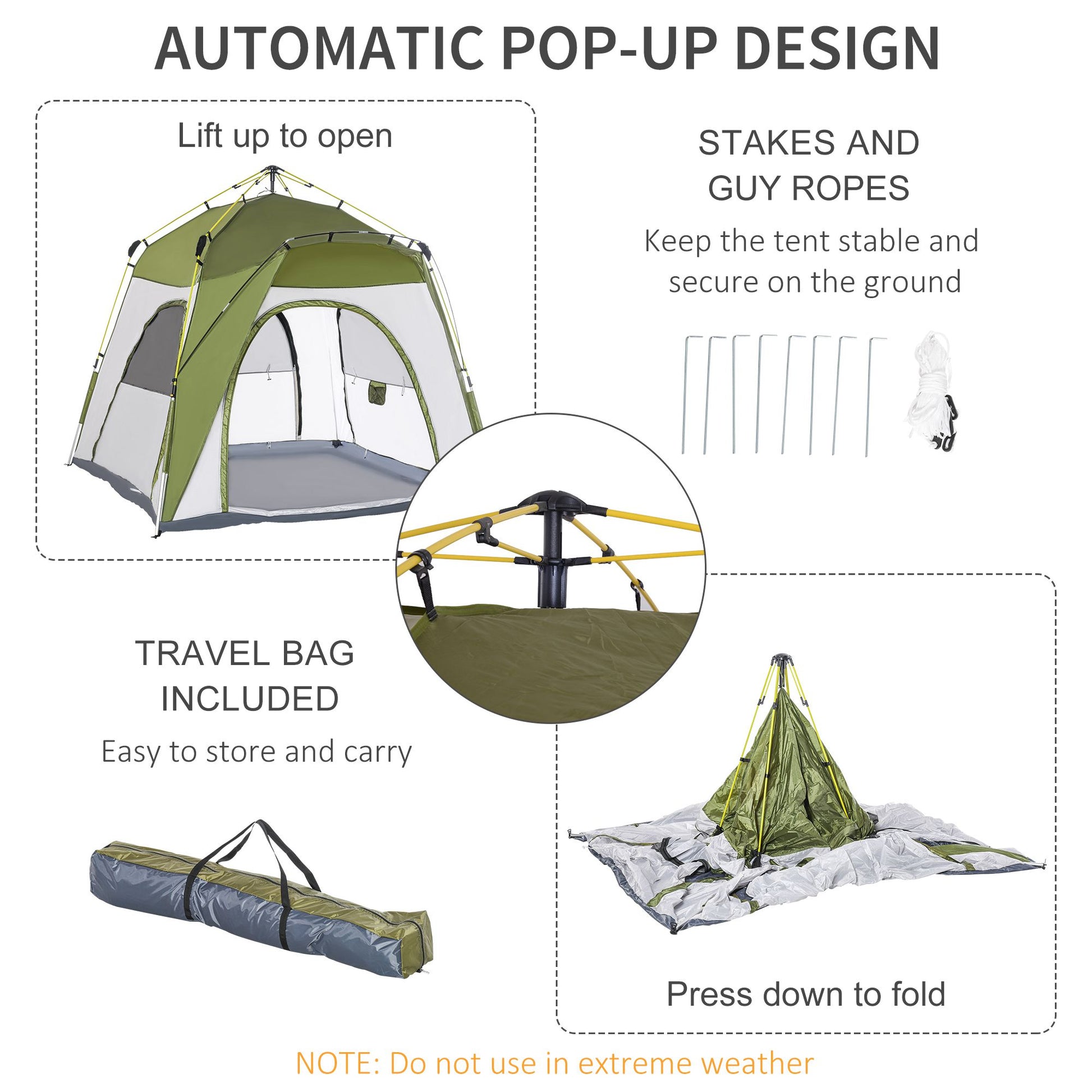 Outsunny 4 Person Automatic Camping Tent