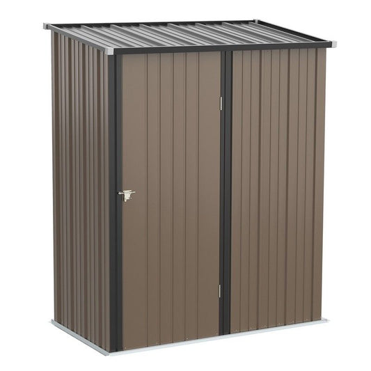 Galvanised 5.3 x 3.1' Single Door Pent Garden Store Steel Brown by Steadfast