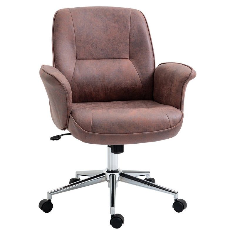 Vinsetto Microfibre Office Chair Mid Back Computer Desk Chair With Swivel Wheels For Home Study Bedroom Red