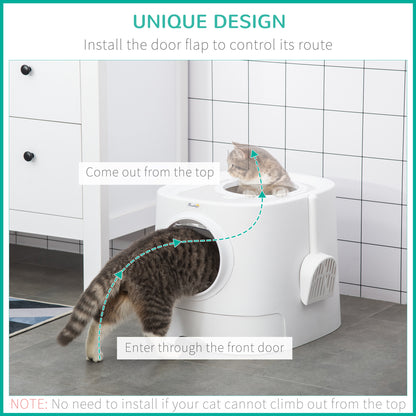 PawHut Cat Litter Box Portable Pet Toilet Fully Enclosed Kitten Pan w/ Scoop