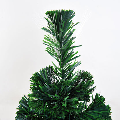 Homcom 2FT Small Pre-Lit Fiber Optic Christmas Tree Artificial Spruce Tree Green