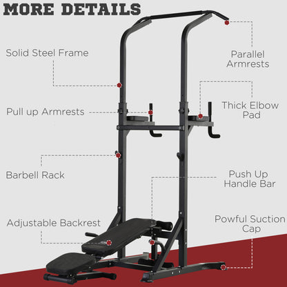 Homcom Adjustable&Folded Dip Stands Multi-Function Pull-ups Sit-ups