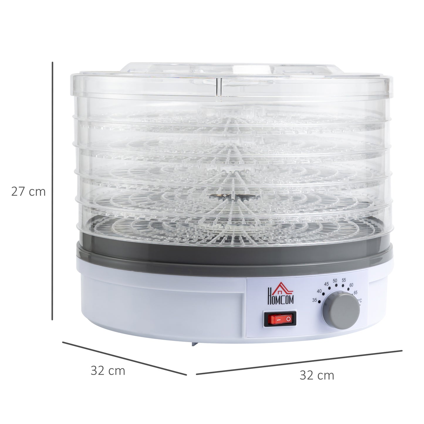 245W 5Kg Five Tray Food Dehydrator White by Homcom