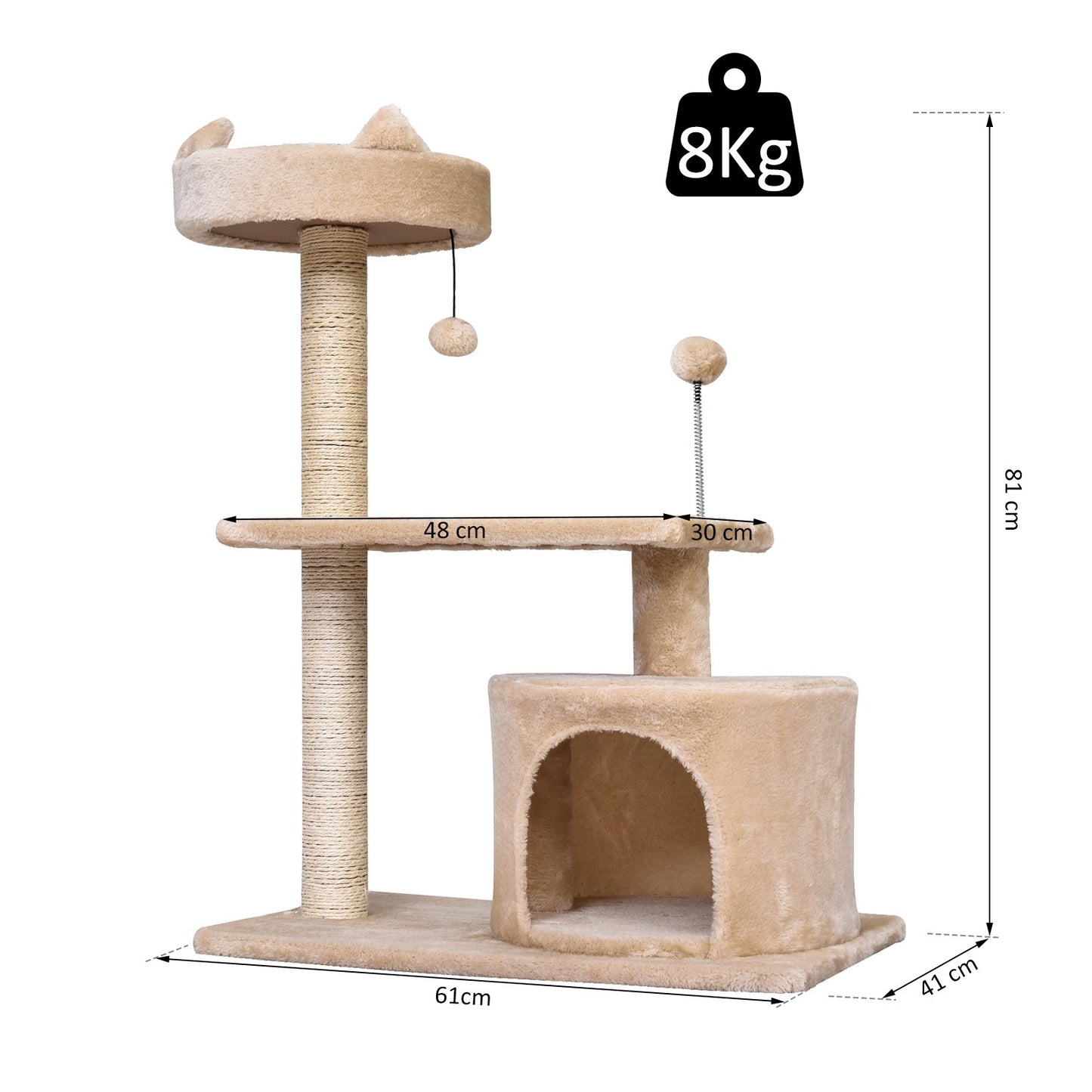 PawHut Mult Level Cat Tree for Indoor Cats with Scratching Post Bed Condo Perch