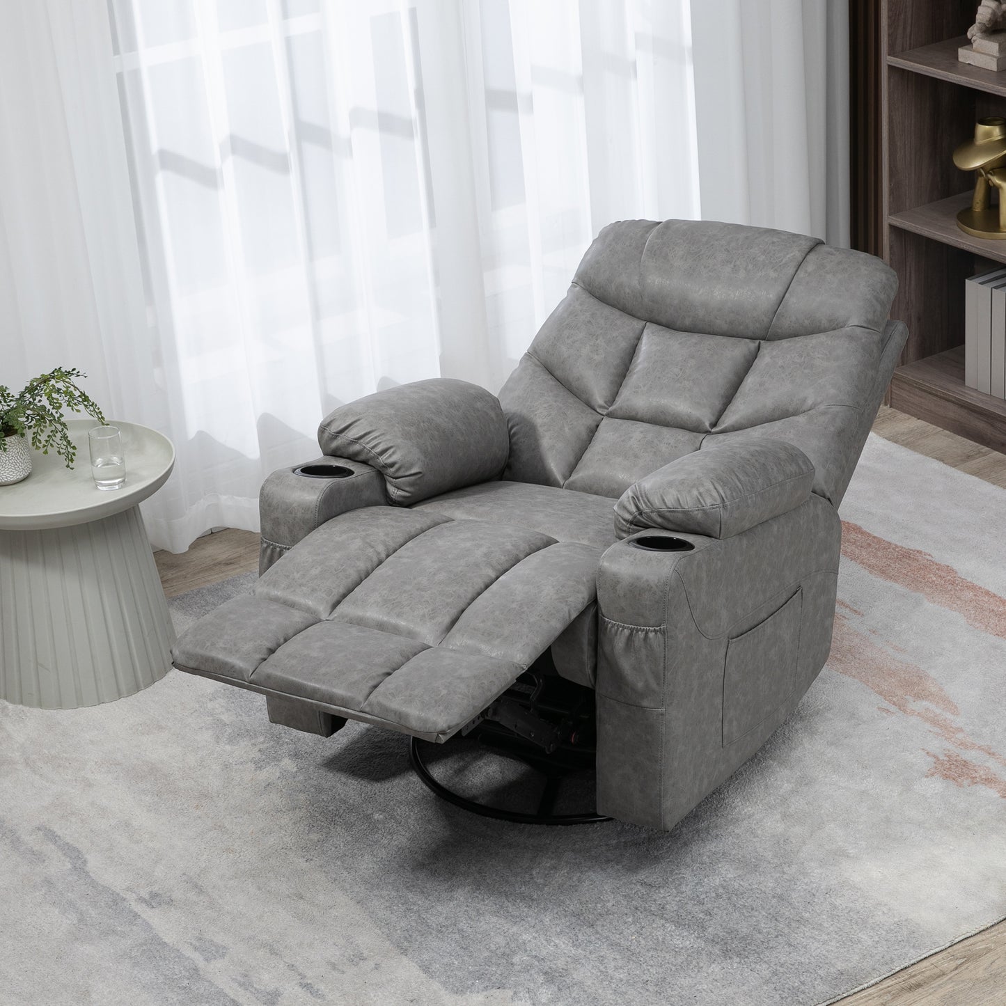 Homcom Faux Leather Reclining Armchair - Grey