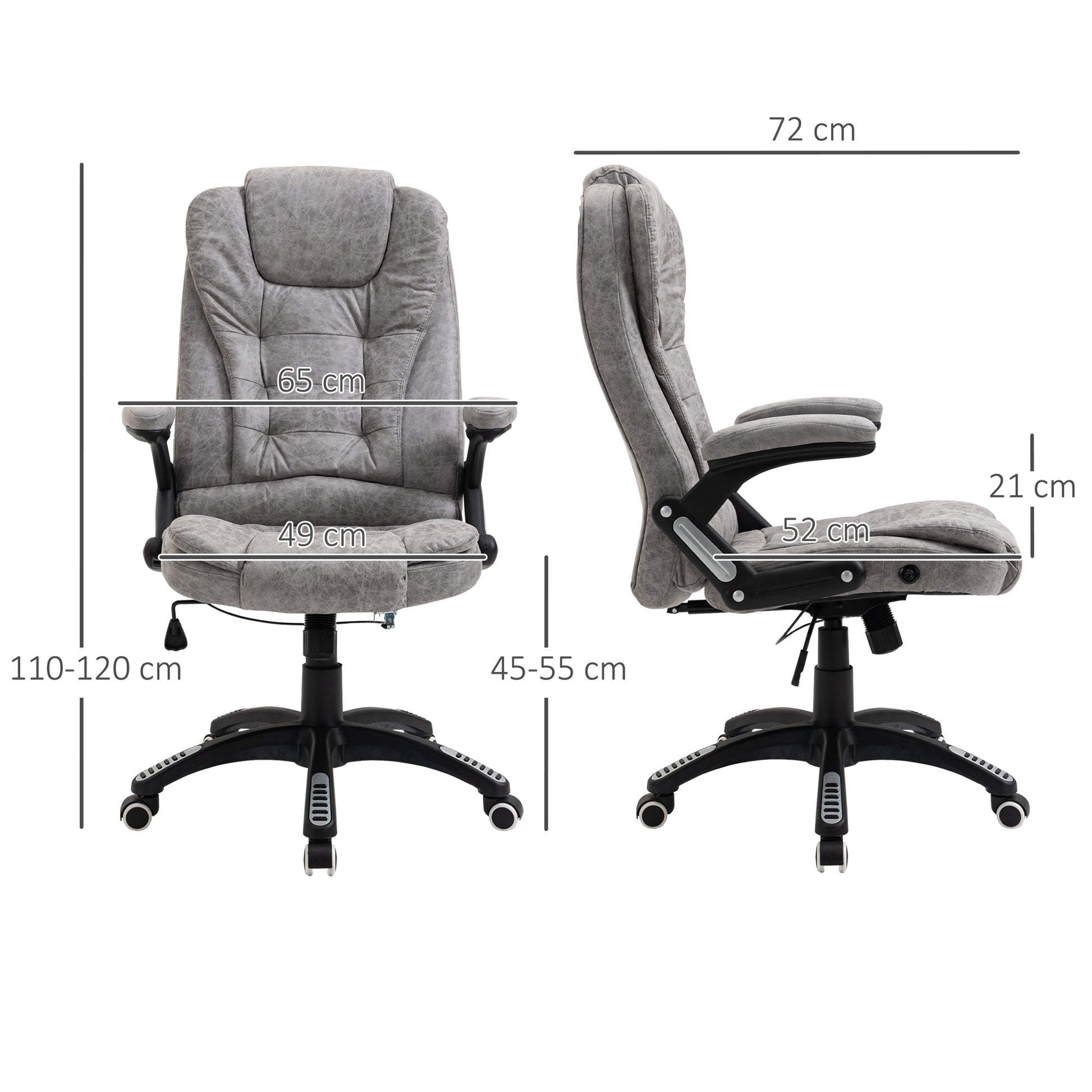 Vinsetto Ergonomic Office Chair Comfortable Desk Chair With Armrests Adjustable Height Reclining And Tilt Function Grey