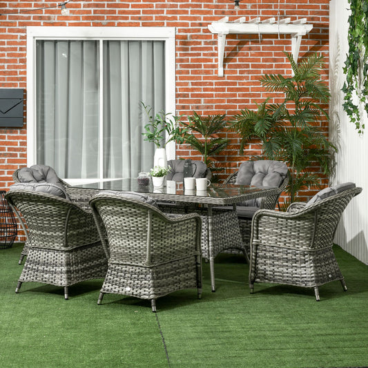 Outsunny 7 PCs Rattan Dining Sets