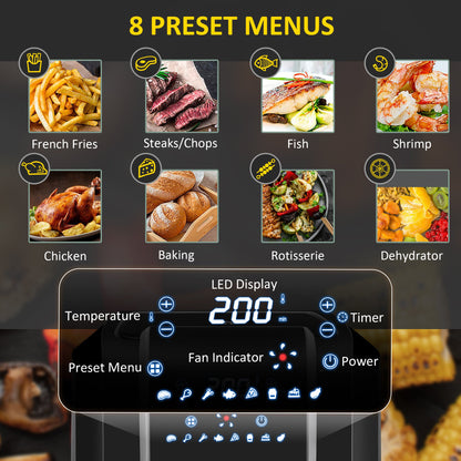 1700W 6.5L Air Fryer 8 Presets With Digital Display Black & Grey by Homcom