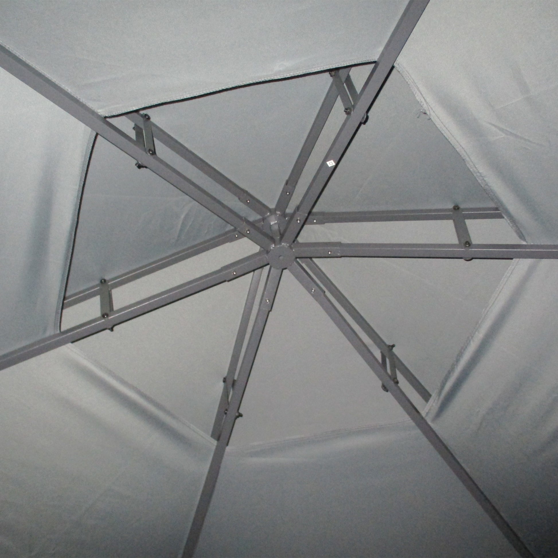 Outsunny 3 x 3(m) Hexagon Gazebo Patio Canopy Party Tent Outdoor Garden Shelter w/ 2 Tier Roof & Side Panel - Grey