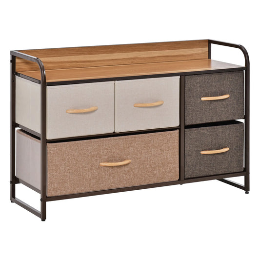 Homcom Drawers Storage Tower Dresser with Wood Top