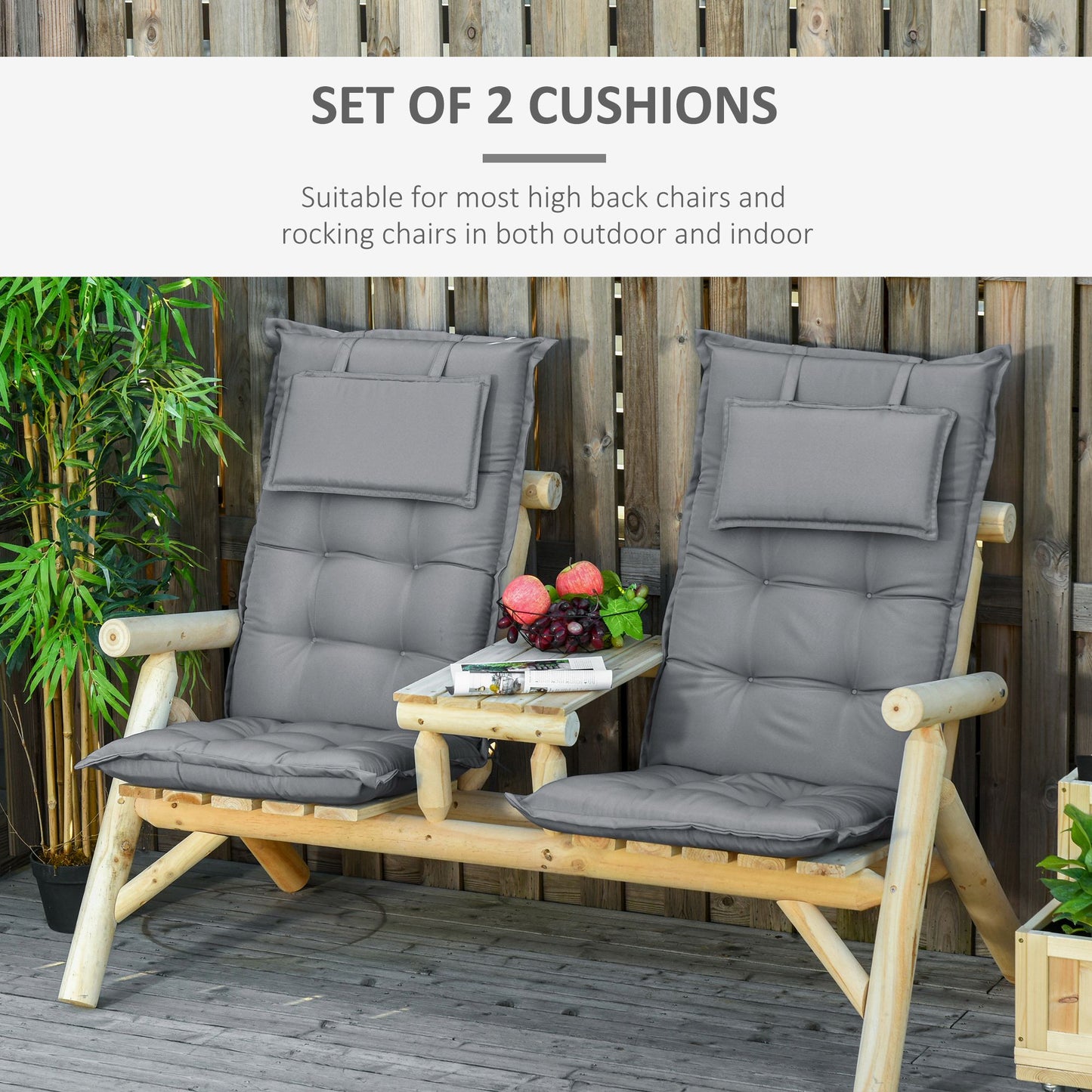 Outsunny Set of 2 Garden Chair Cushion Seat