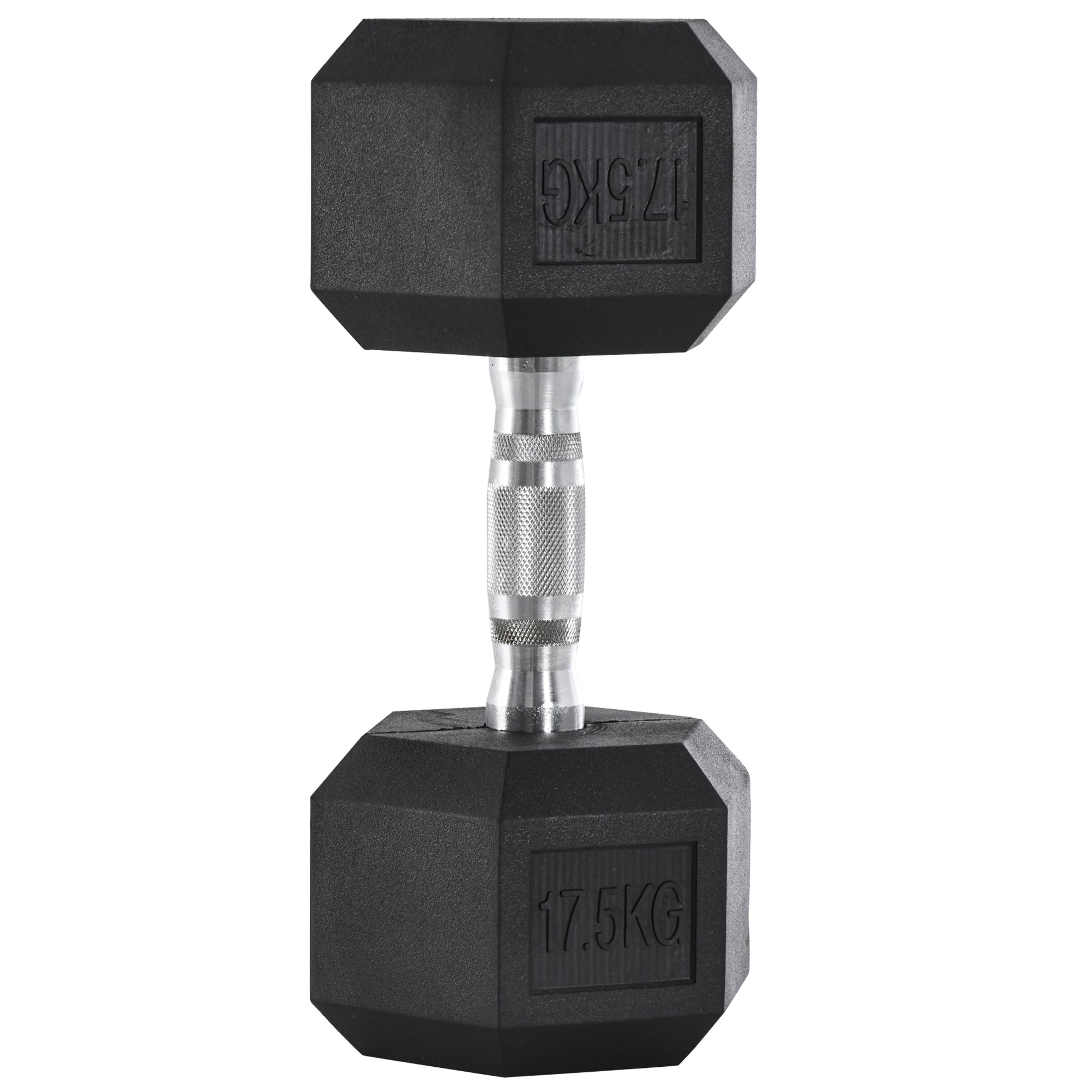 Homcom 17.5KG Single Rubber Hex Dumbbell Portable Hand Weights Dumbbell Home Gym