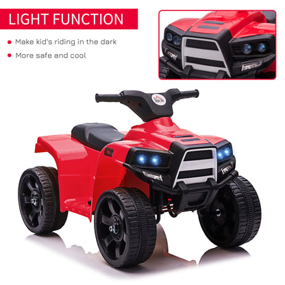 Homcom 6V Kids Electric Ride on Car ATV Toy Quad Bike With Headlights for Toddlers 18-36 months Red