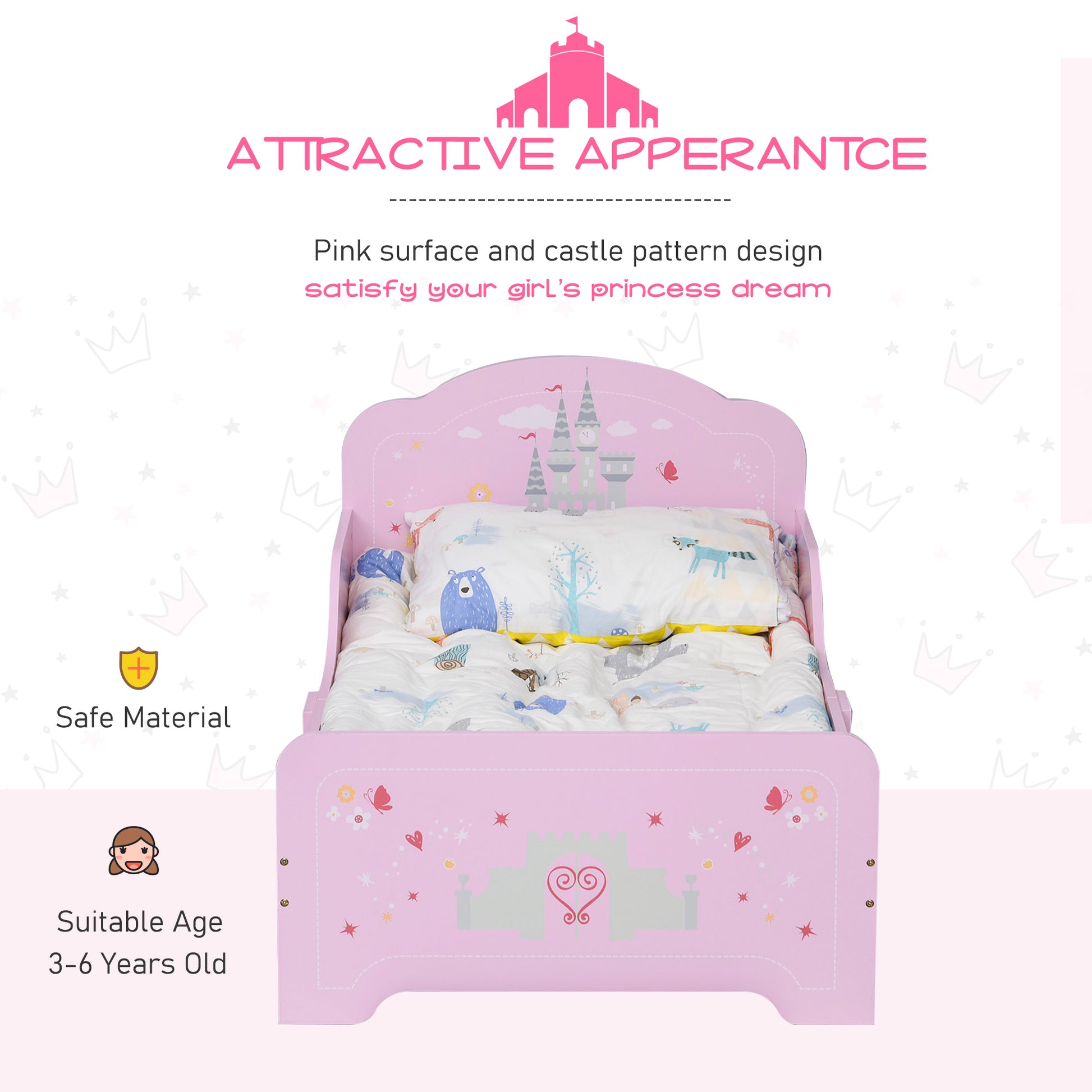 Homcom Castle-Designed Kids Single Bed