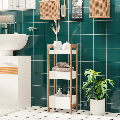 Homcom Three-Tier Bamboo Bathroom Rack