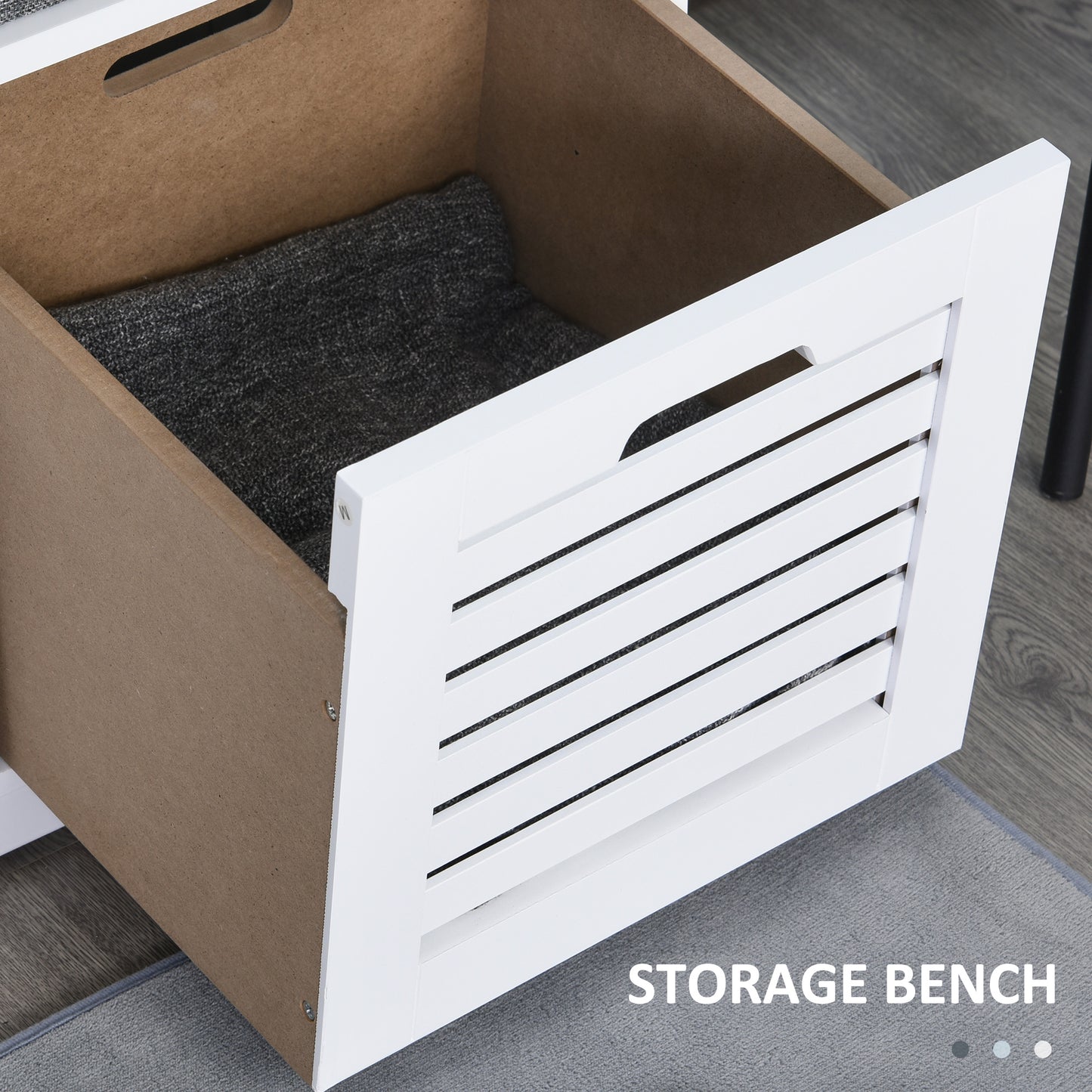 Homcom Shoe Storage Bench with 3 Drawers & Removable Grey Seat Cushion Hallway Organisation furniture