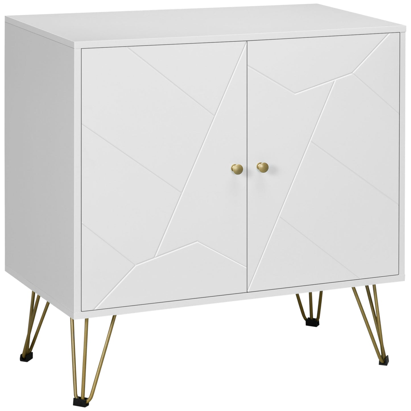 Homcom Storage Cabinet Slim Sideboard with Golden Hairpin Legs Adjustable Shelves for Living Room Dining Room Hallway White