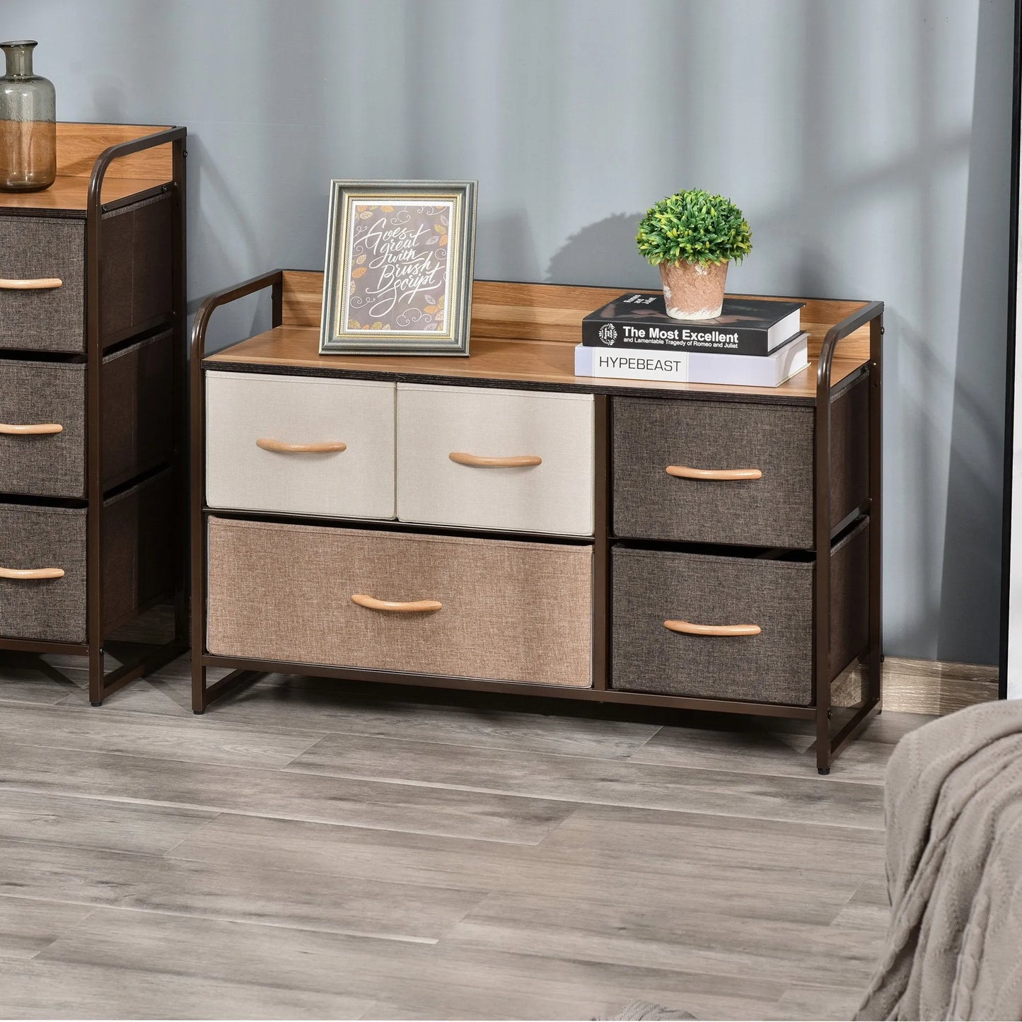 Homcom Drawers Storage Tower Dresser with Wood Top