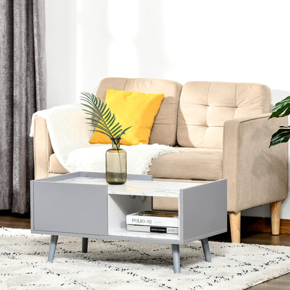 Homcom Modern Coffee Table with Marble Effect