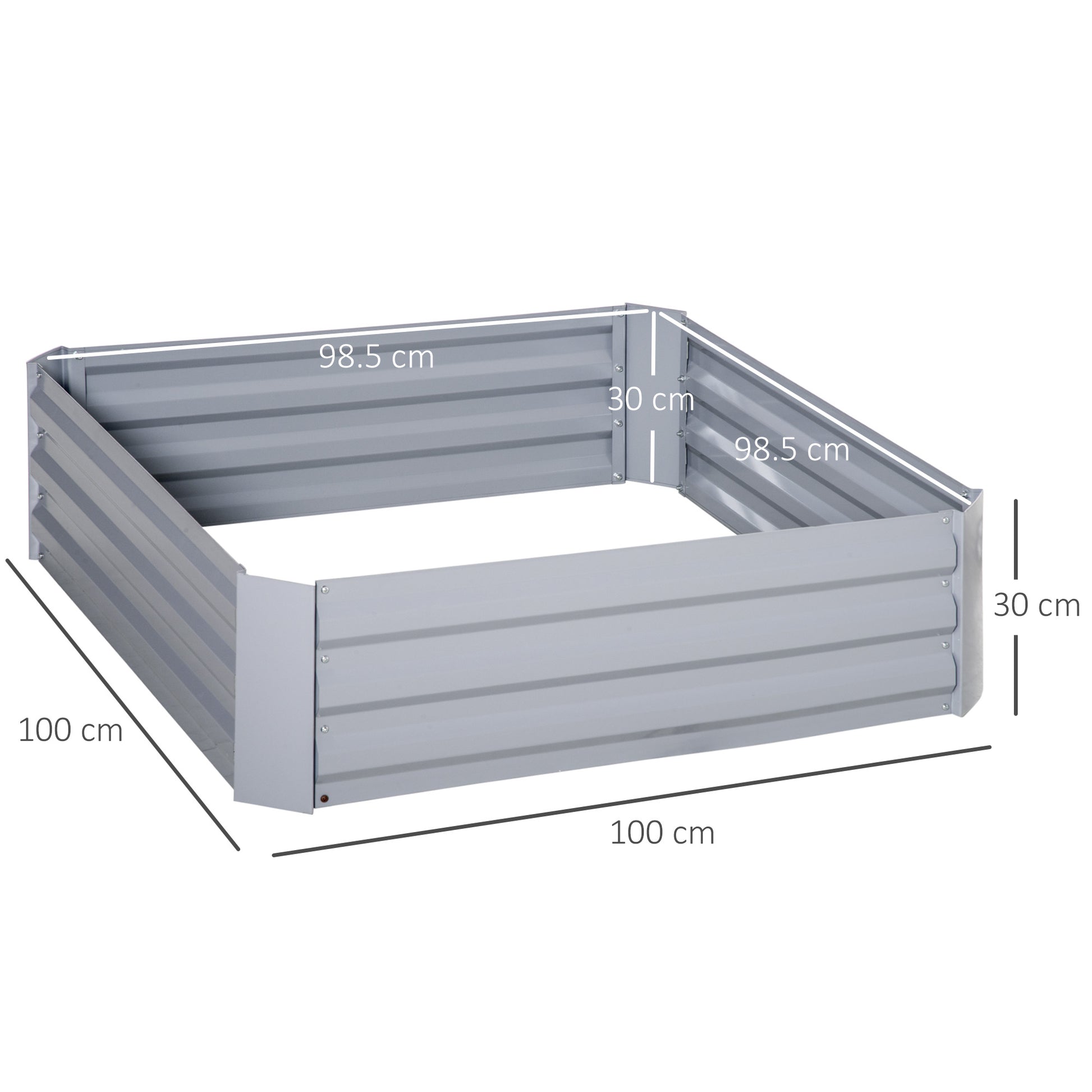 Outsunny Set of 2 Raised Garden Bed Galvanized Steel Planter Boxes Easy Quick Setup