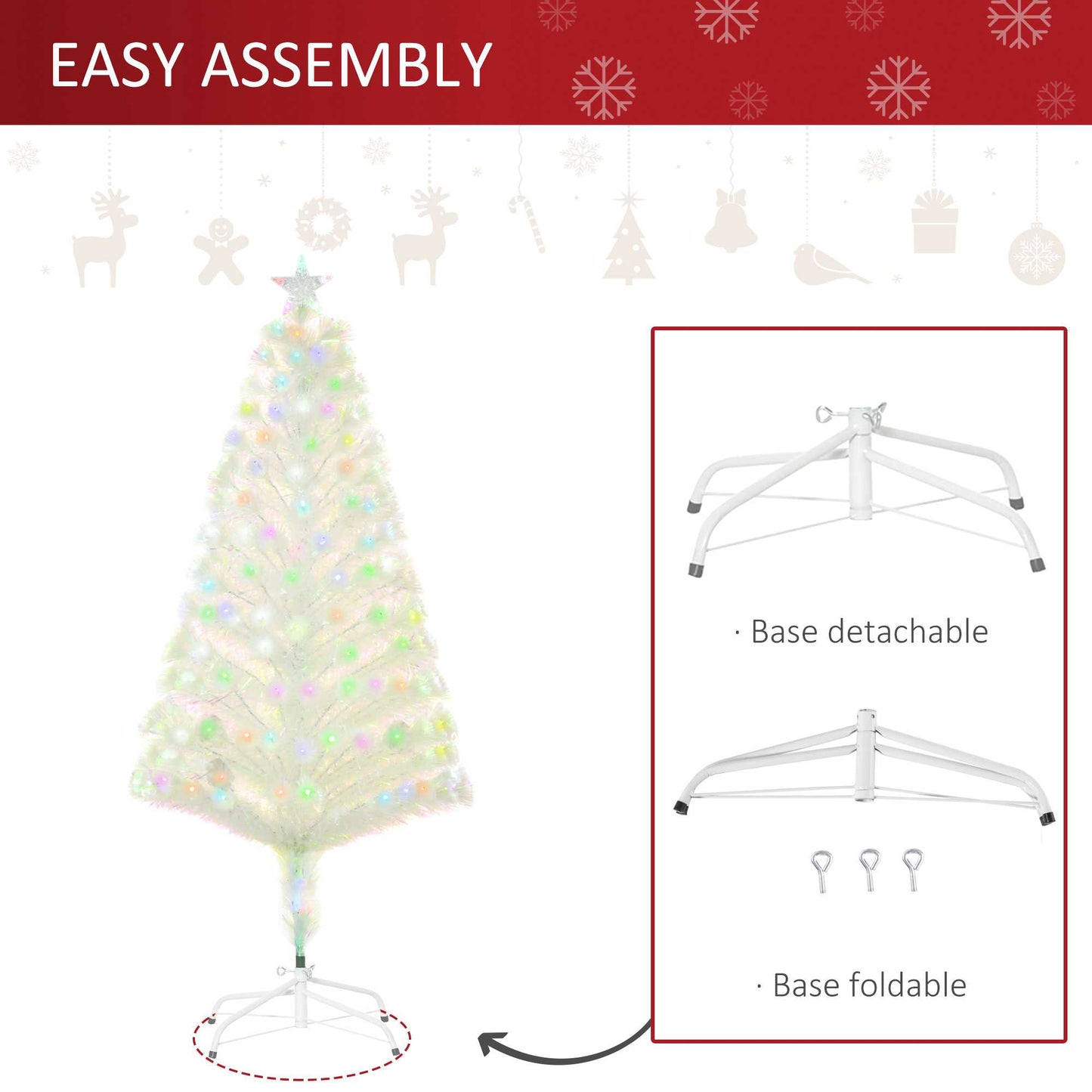 Homcom 5FT Prelit Artificial Christmas Tree with Fiber Optic LED Light