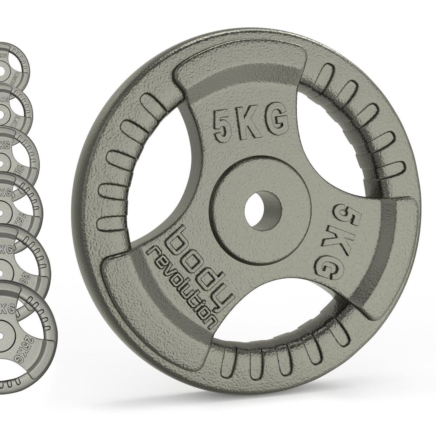 Cast Iron Weight Plates - 1" Standard Tri Grip Pairs (1.25 - 25 kg)