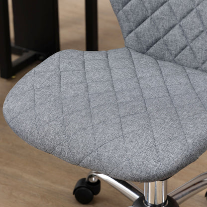 Vinsetto Mid Back Office Task Chair 360° Swivel Height Adjustable Home Office Linen Fabric Grey