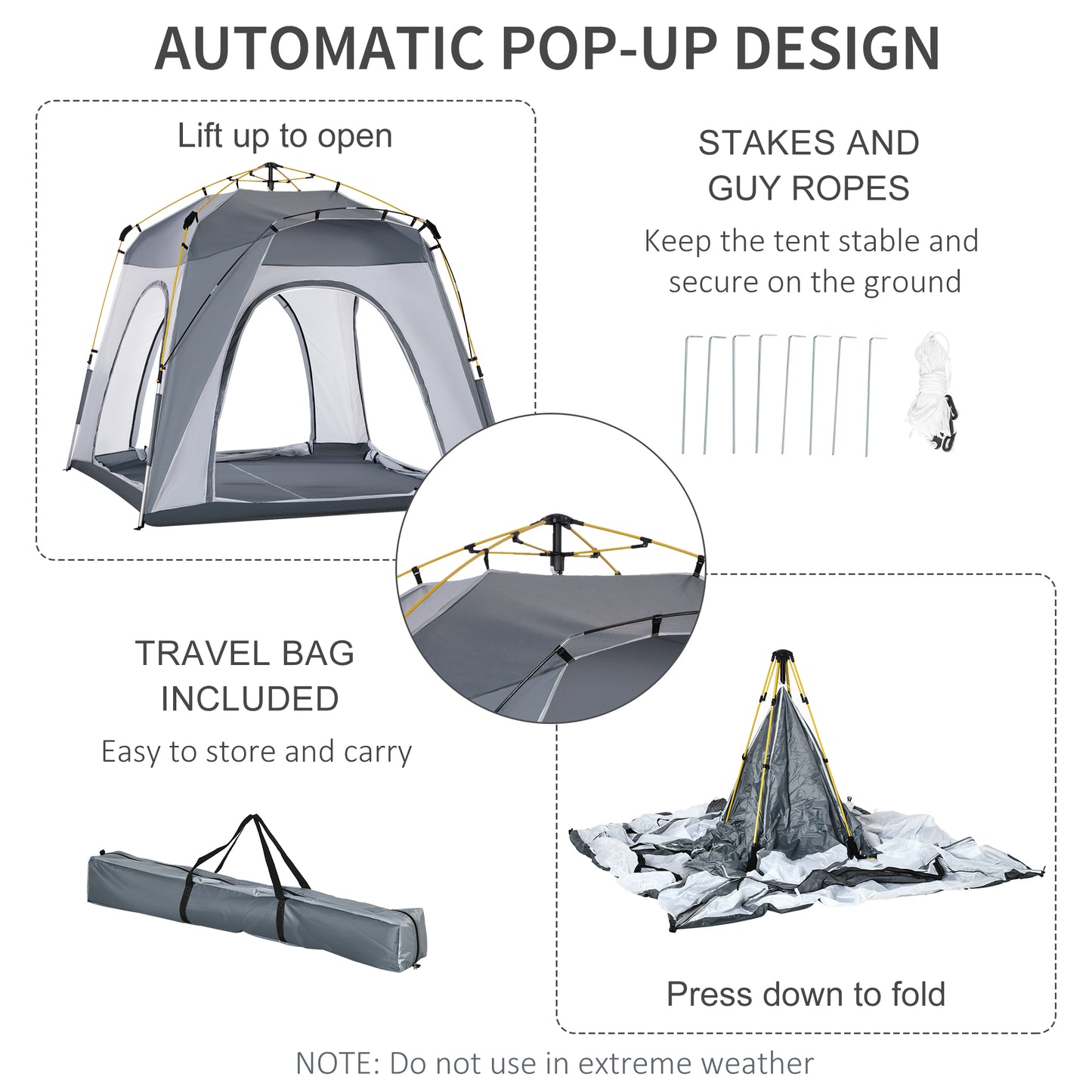 Outsunny 4 Person Automatic Camping Tent