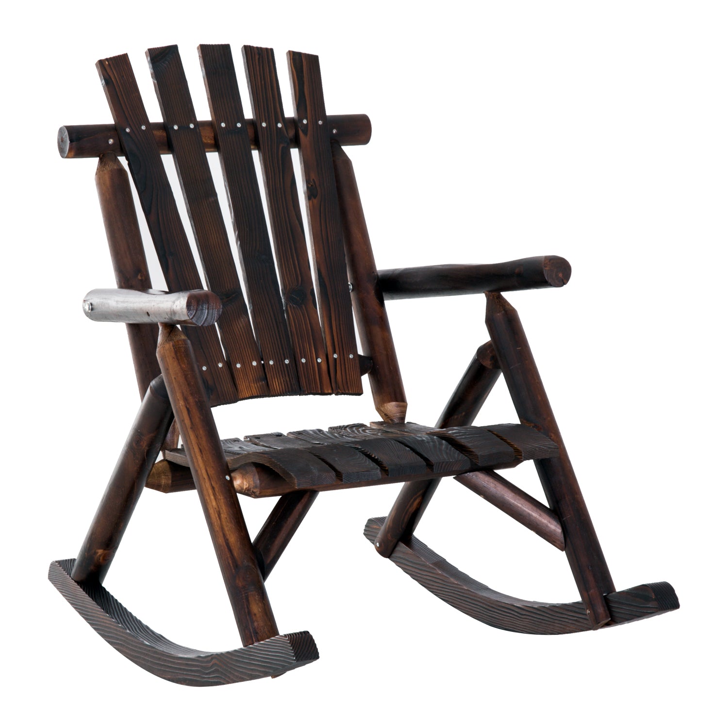 Outsunny Outdoor Fir Wood Rustic Patio Adirondack Rocking Chair Traditional Rustic Style & Pure Comfort