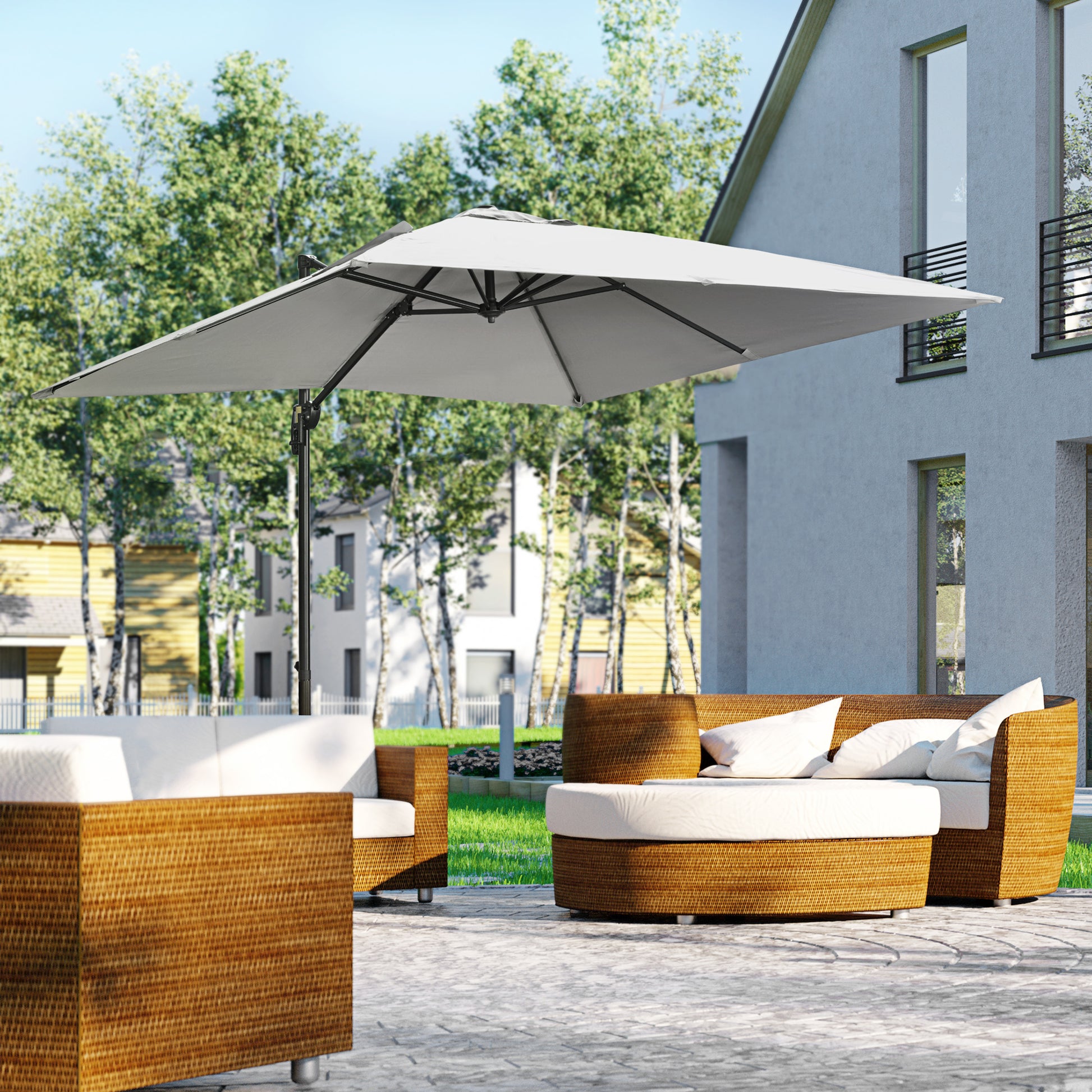 Outsunny 2.7m Square Overhanging Cantilever Umbrella