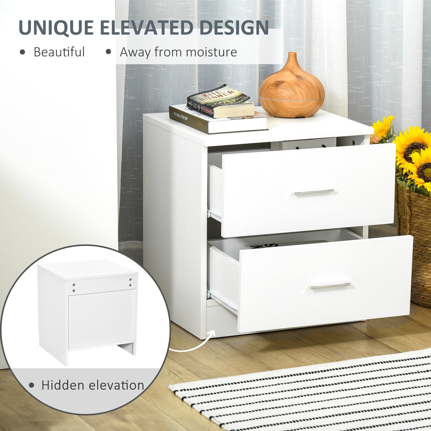 Homcom Bedside Table with 2 Drawers