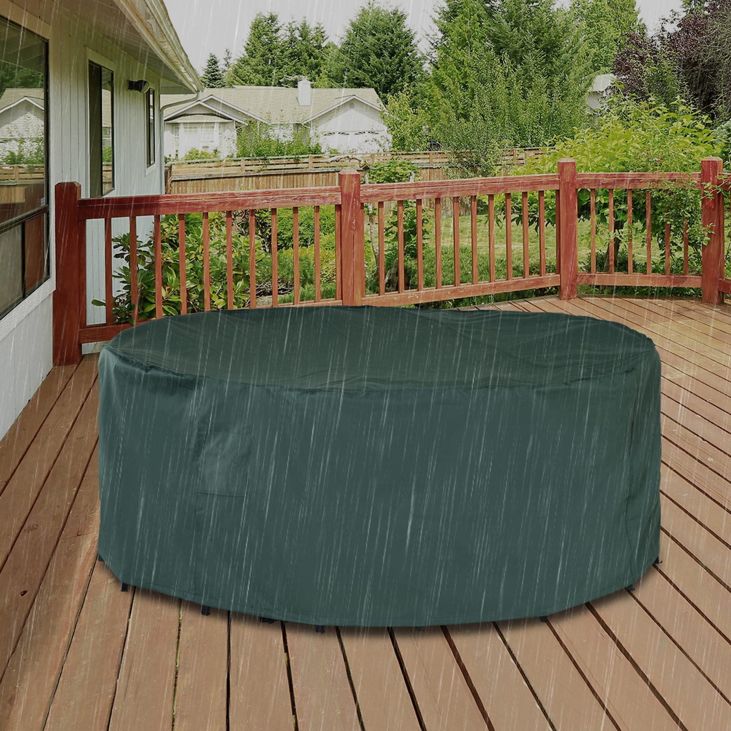 Outsunny Pvc Coated Large Round 600D Waterproof Outdoor Furniture Cover Green