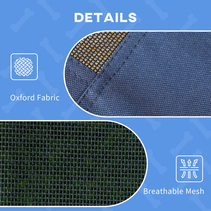 PawHut Raised Dog Bed Waterproof Elevated Pet Cot with Breathable Mesh UV Protection Canopy Blue