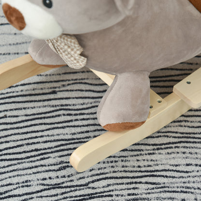 Homcom Toddlers Plush Bear Rocking Horse Grey