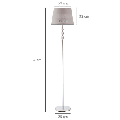 Homcom Modern Floor Lamp With Fabric Shade And Chrome Base Elegant Decoration For Study