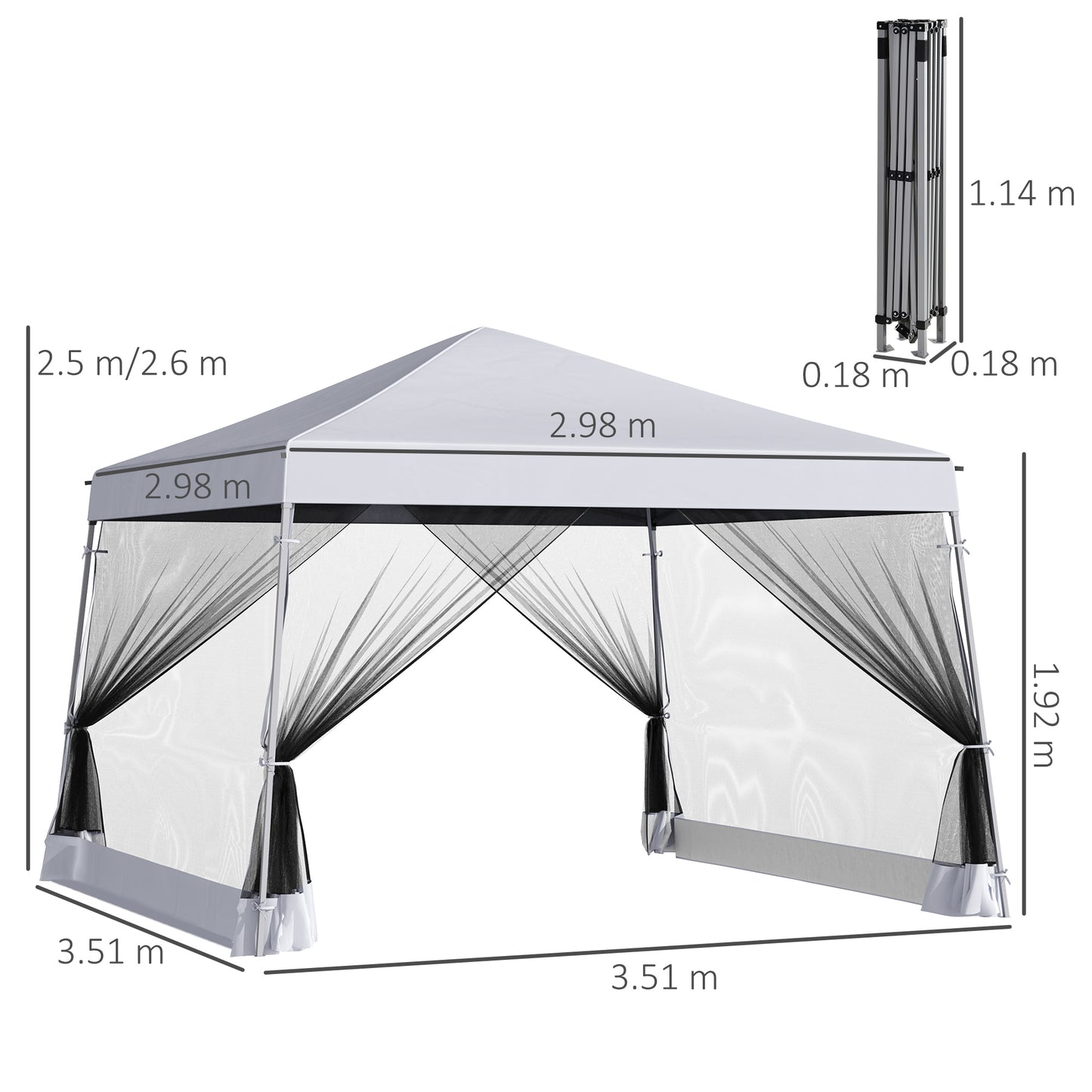 Outsunny Outdoor Garden Pop-up Gazebo Canopy Tent Sun Shade Event Shelter Folding with Adjustable Height