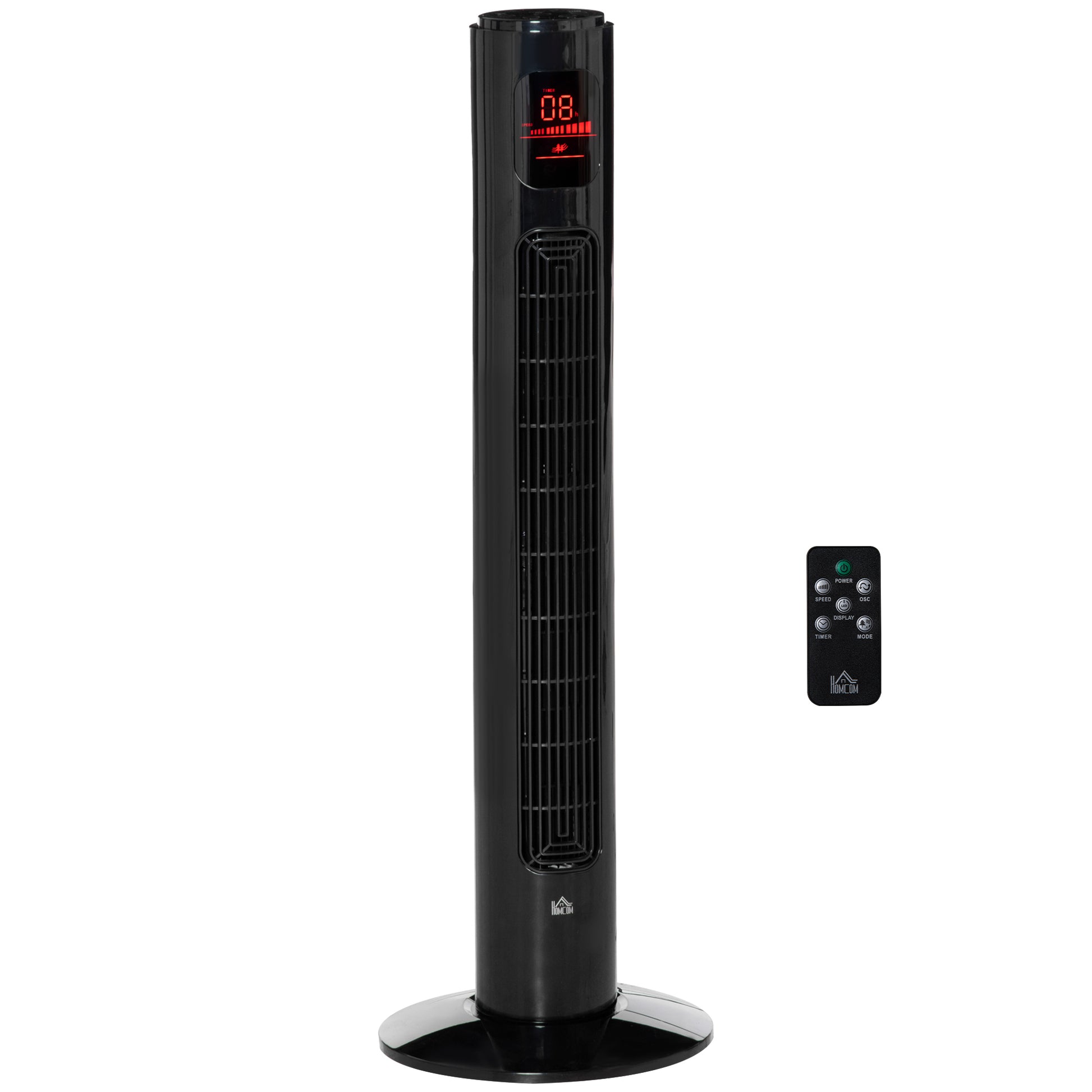 12" Oscillating Three Speed Tower Fan With Timer Black by Homcom