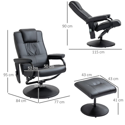 Homcom Manual Sofa Reclining Armchair PU Leather Massage Recliner Chair and Ottoman