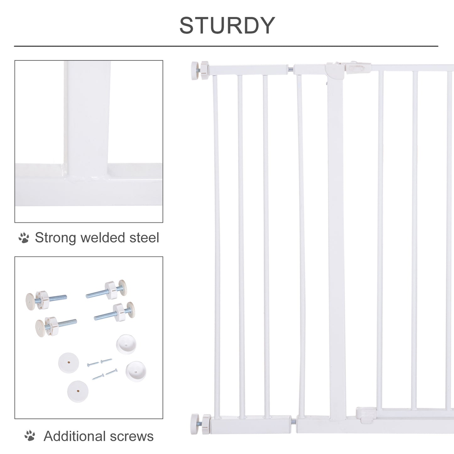 PawHut Pressure Fitted Pet Dog Safety Gate Metal Fence Extending 72-107cm Wide